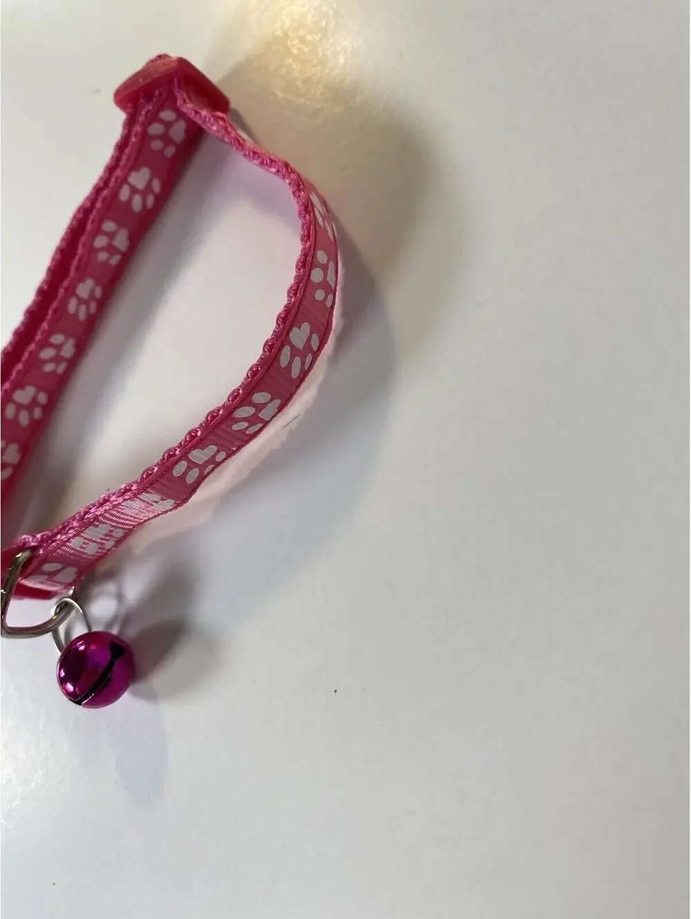Pink Adjustable Pet Collar for Small Dogs & Cats with Cute Paws, New with Jingle